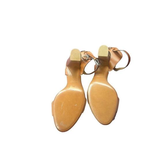 Ralph Lauren Purple Label camel leather Leather Block Heel Ankle Strap Sandals S - Picture 3 of 6